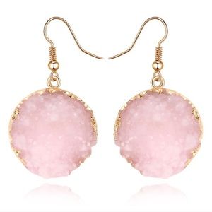 Pink Quartz and Gold Earrings NWT